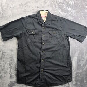 Wrangler Premium Quality‎ Mens Black Short Sleeve Button Down Shirt Size M